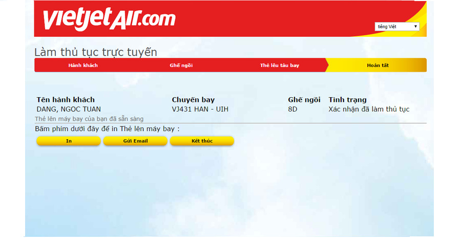 check-in online Vietjet Air khi bay quốc tế