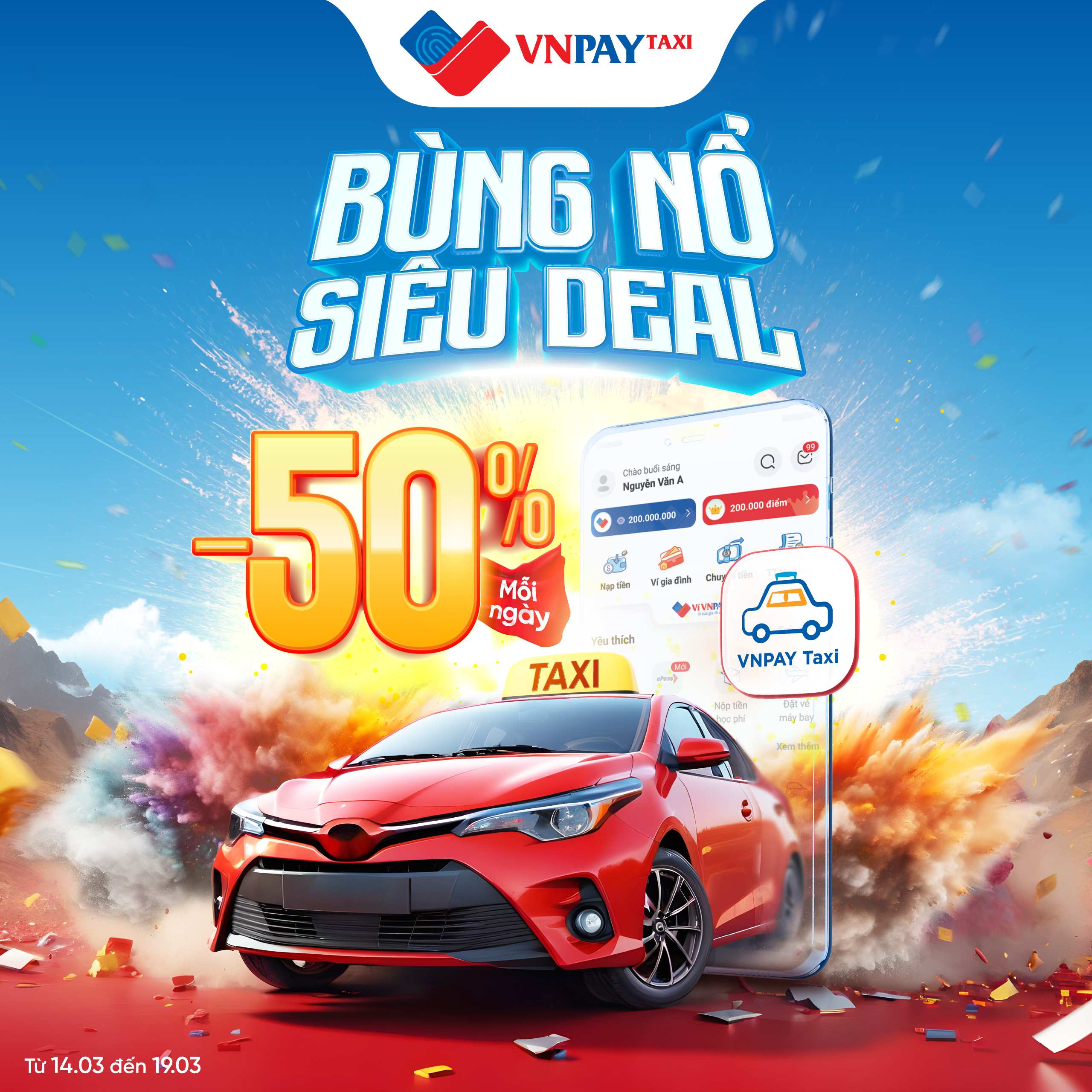 Siêu sale bùng nổ: Ưu đãi 50% khi gọi VNPAY Taxi trên ứng dụng ngân ...